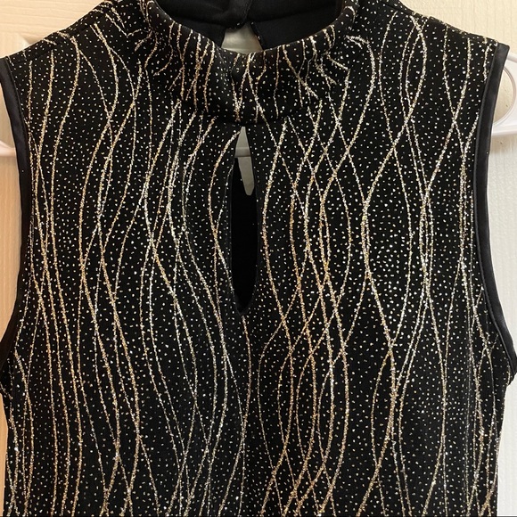 Coldwater Creek Black Gown w/ sparkly metallic gold stitching & tiny rhinestone - Picture 3 of 5